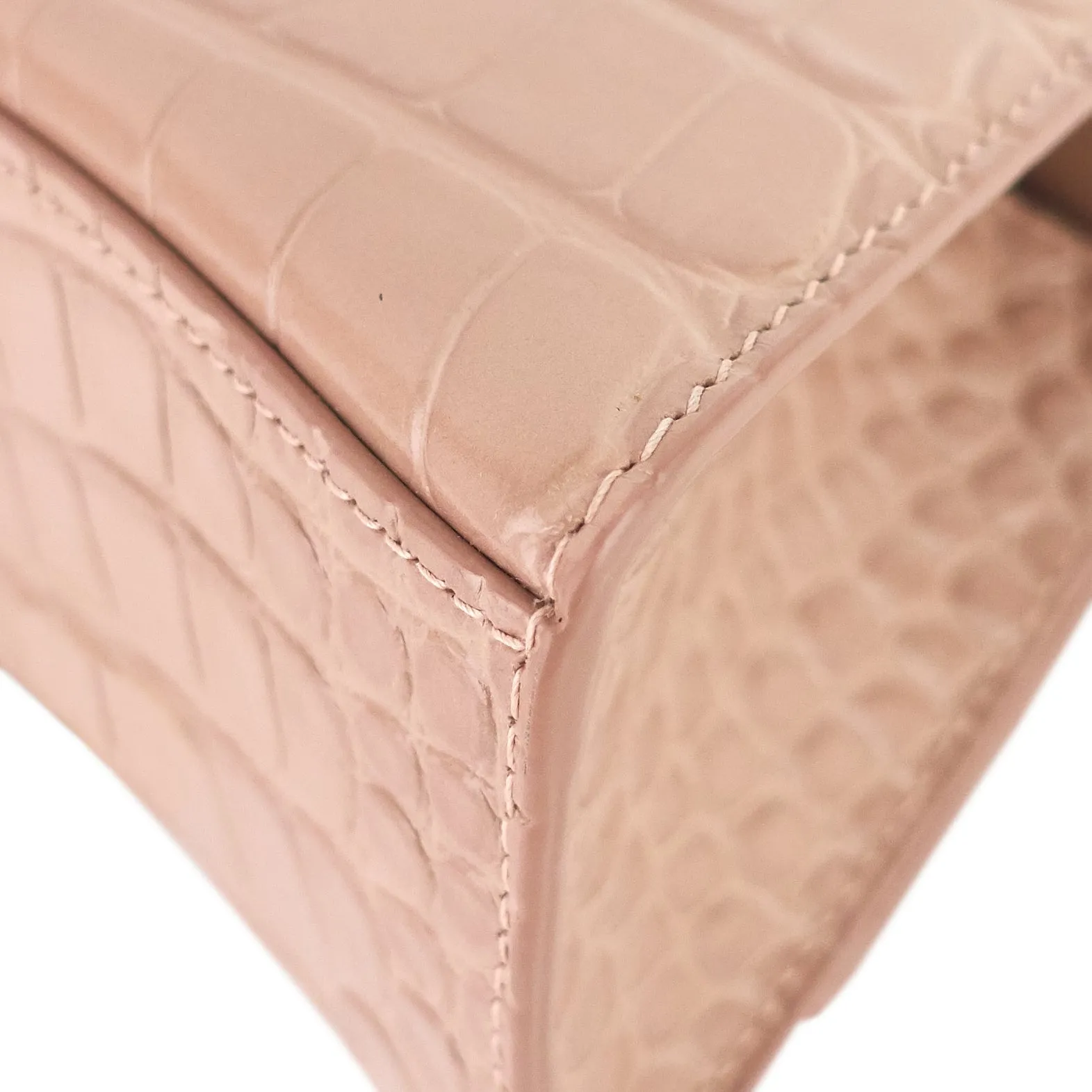 Hourglass XS Croc Embossed Leather Top Handle Bag