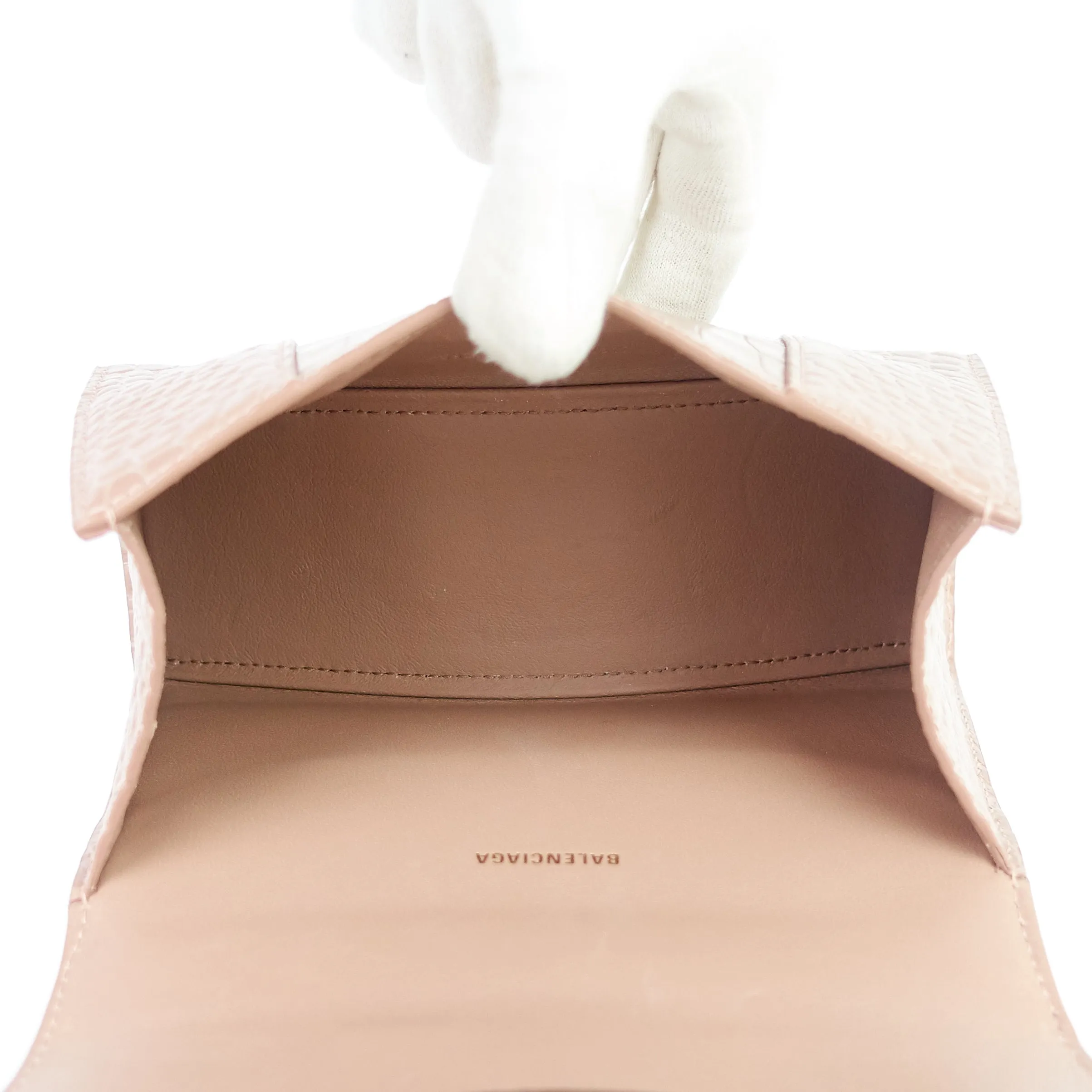 Hourglass XS Croc Embossed Leather Top Handle Bag