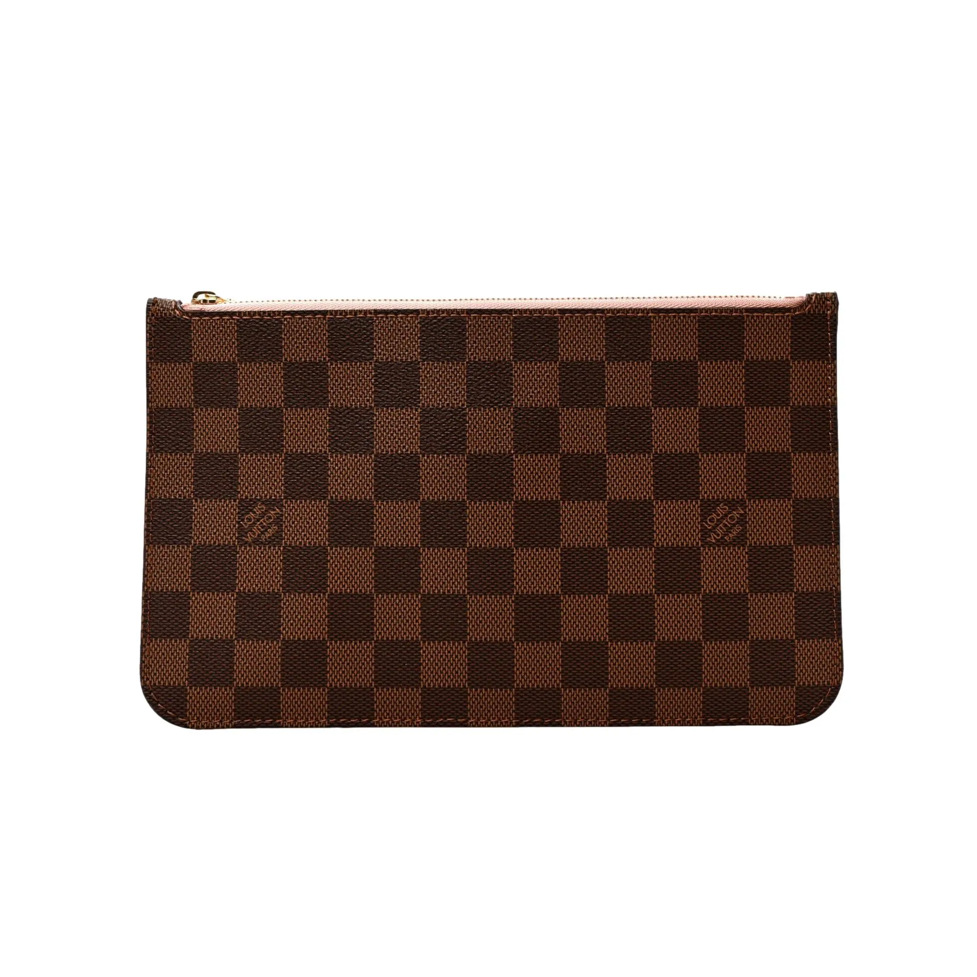 Louis Vuitton Neverfull Pouchette Damier Brown Wristlet Clutch Pouch Bag