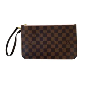 Louis Vuitton Neverfull Pouchette Damier Brown Wristlet Clutch Pouch Bag