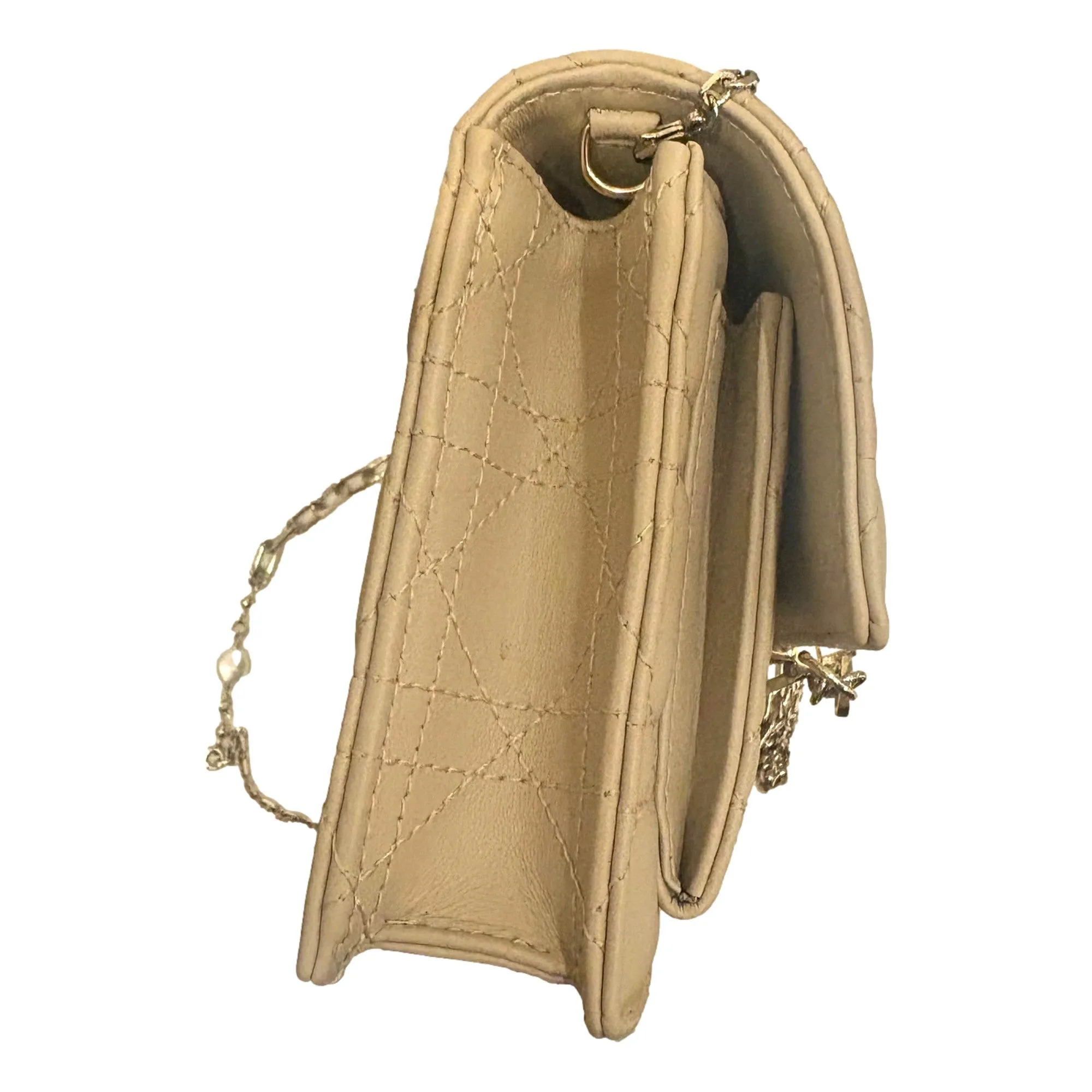 My Dior Daily Pouch with Chain Powder Beige Cannage Lambskin