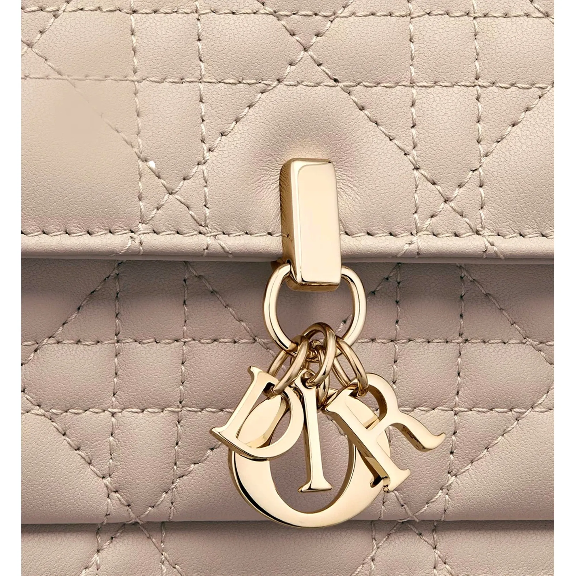 My Dior Daily Pouch with Chain Powder Beige Cannage Lambskin