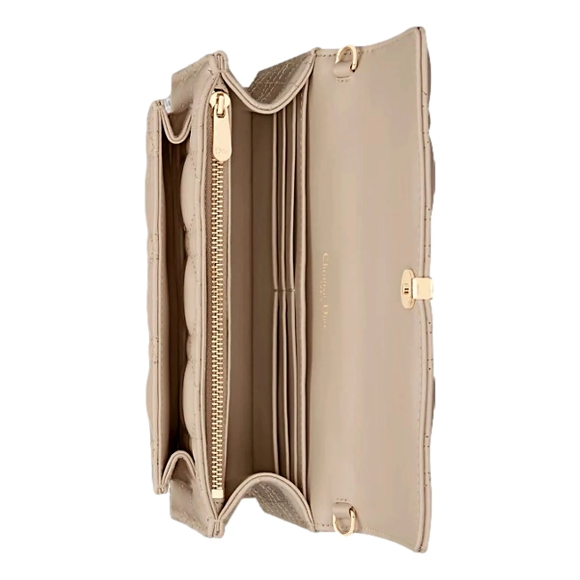 My Dior Daily Pouch with Chain Powder Beige Cannage Lambskin