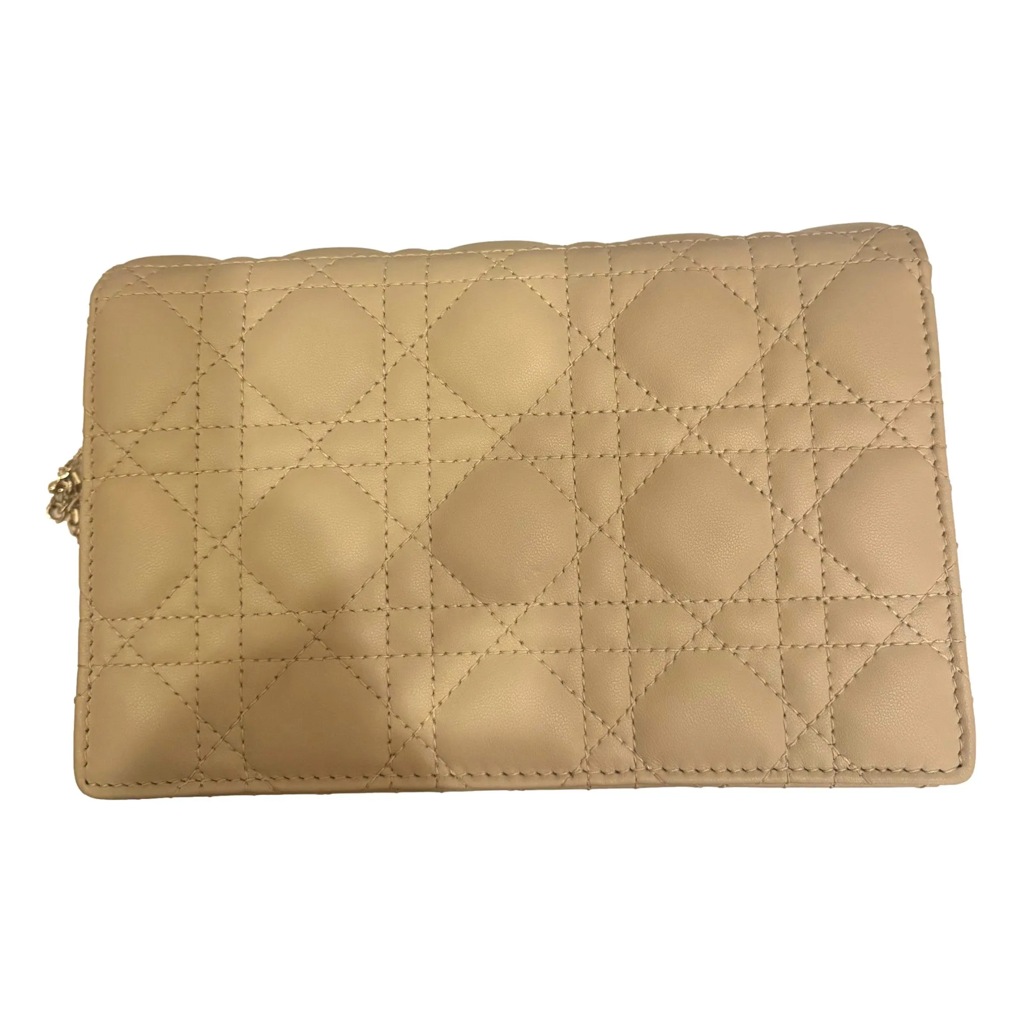 My Dior Daily Pouch with Chain Powder Beige Cannage Lambskin