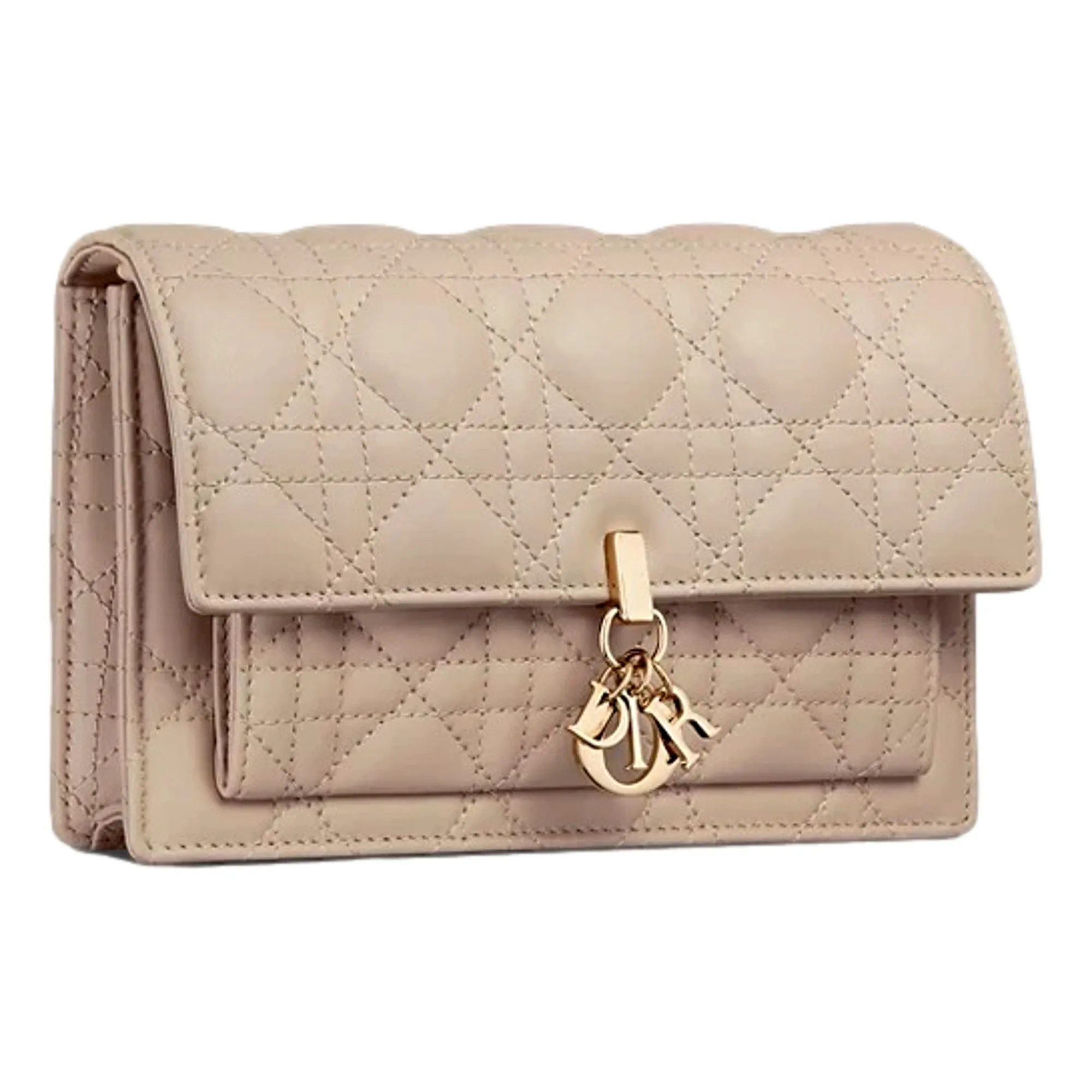 My Dior Daily Pouch with Chain Powder Beige Cannage Lambskin