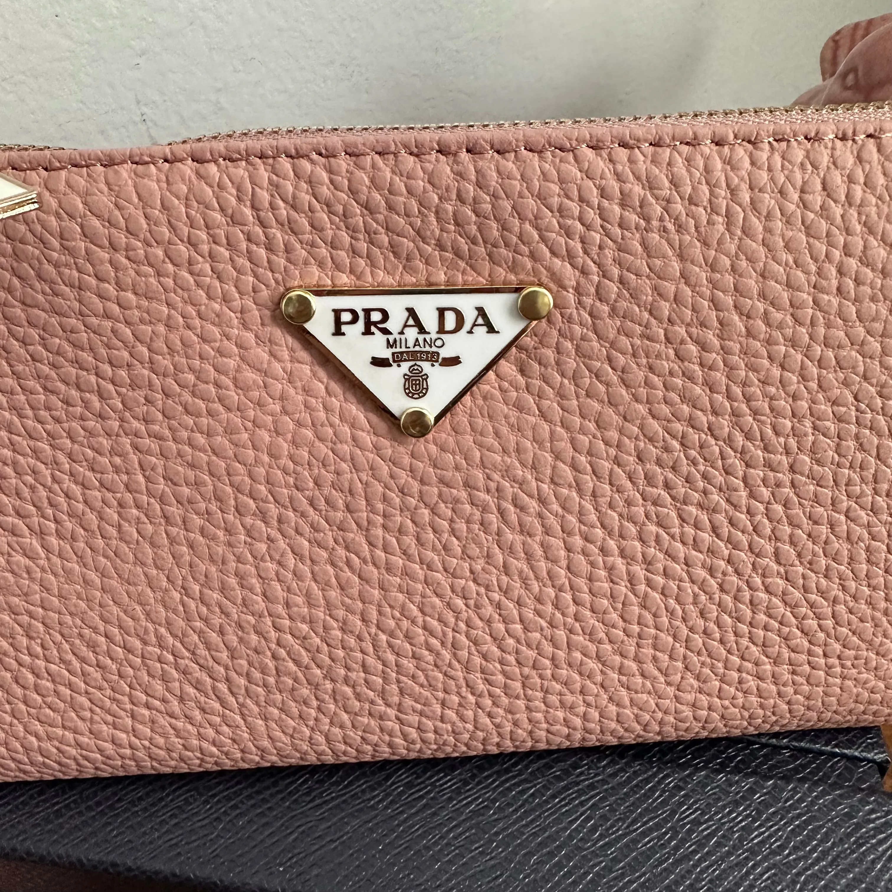 Pink Leather Wristlet Bag - w/Upcycled Prada Tag