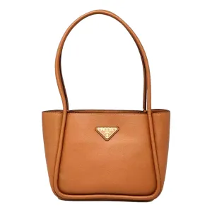 Prada Soft Grain Leather Caramel Brown Small Shoulder Bag Tote