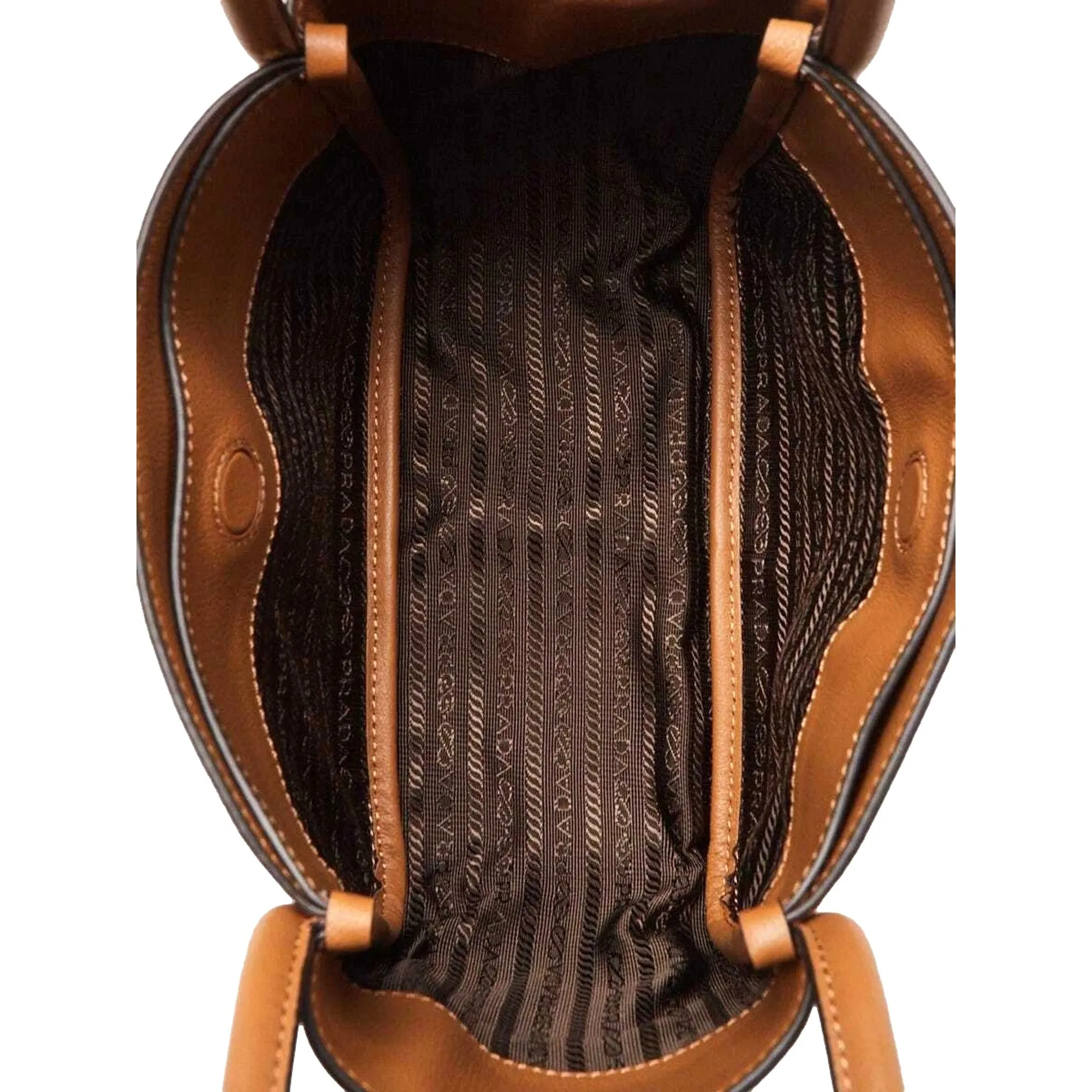 Prada Soft Grain Leather Caramel Brown Small Shoulder Bag Tote