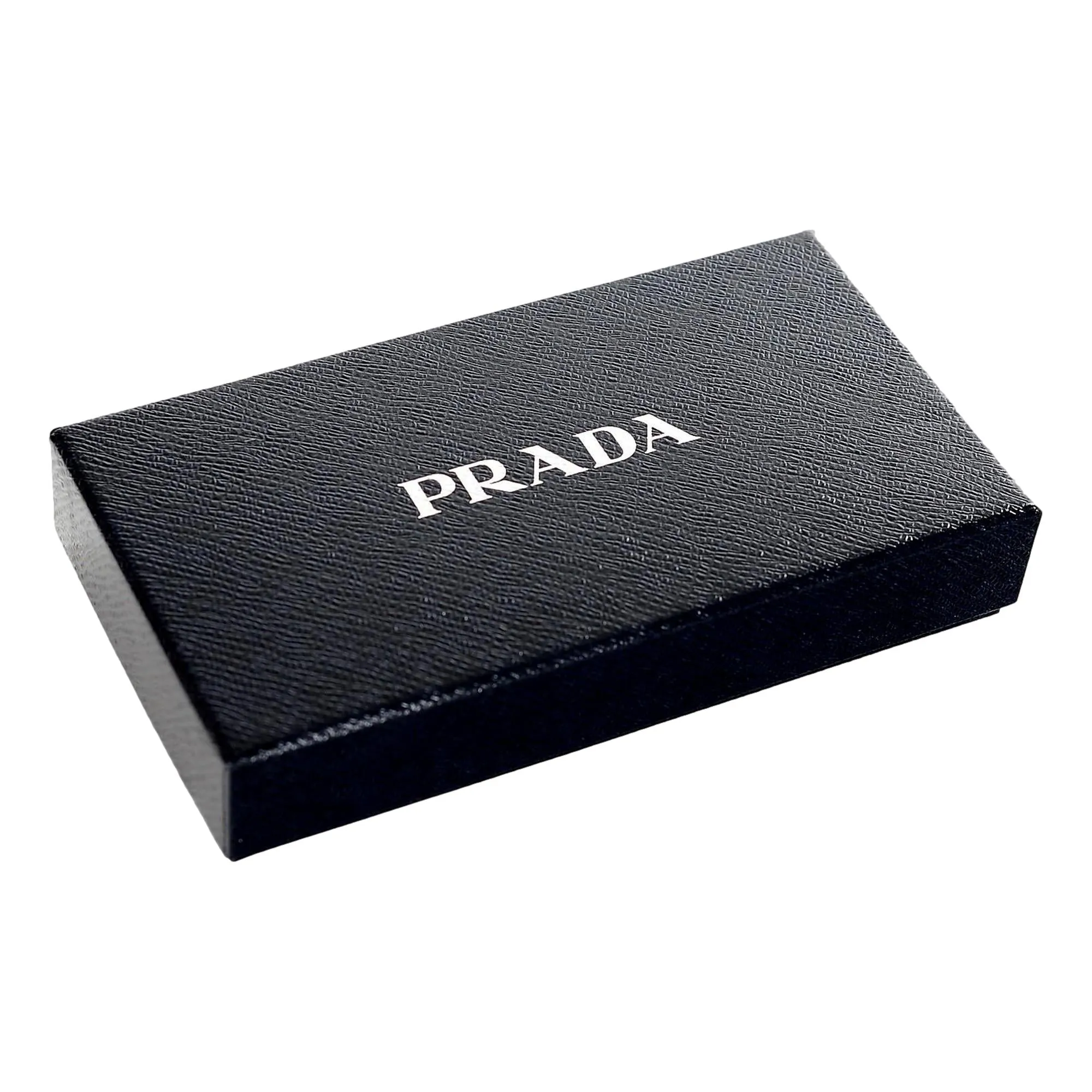 Prada Vitello Grain Long Black and Grey Zip Around Continental Wallet