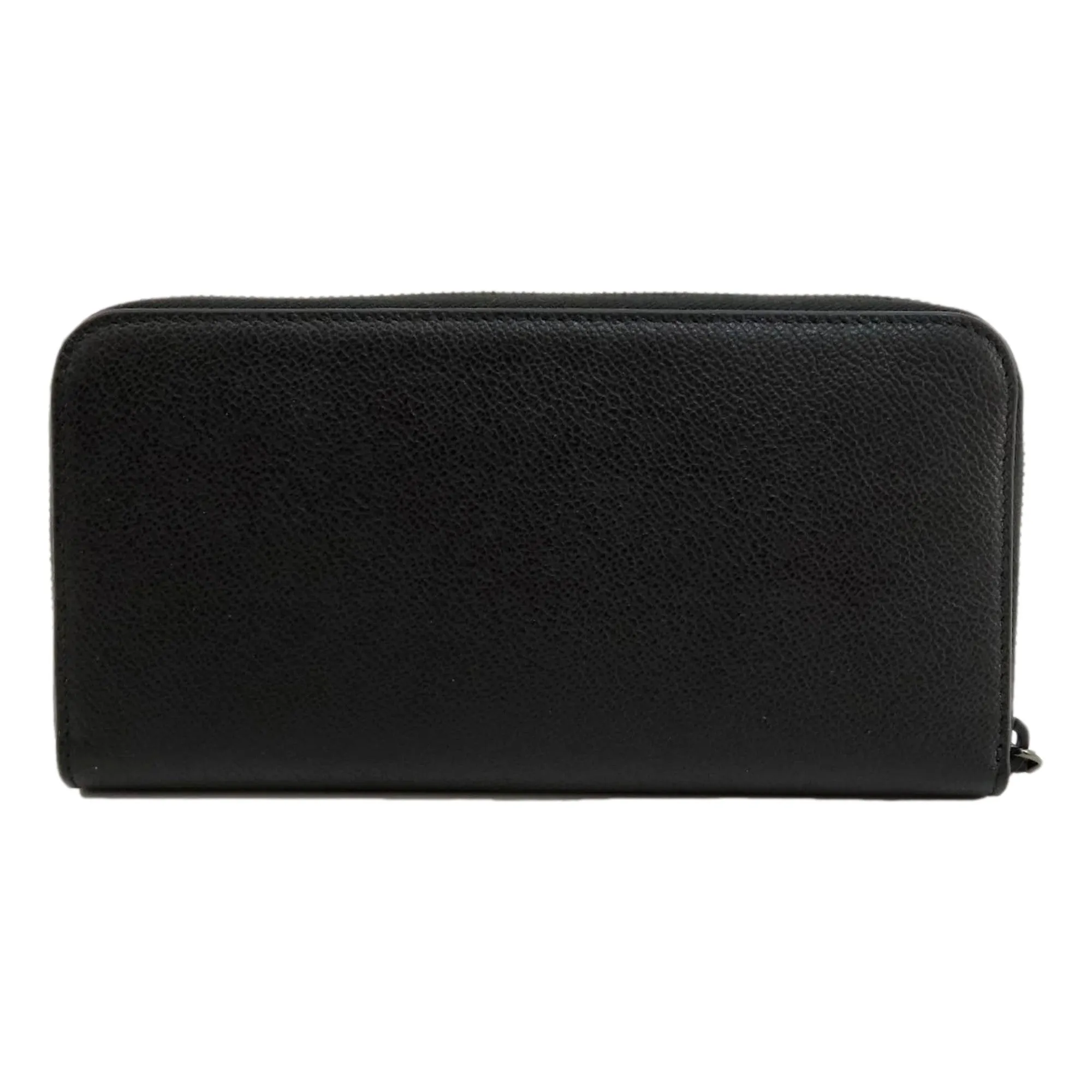 Prada Vitello Grain Long Black and Grey Zip Around Continental Wallet