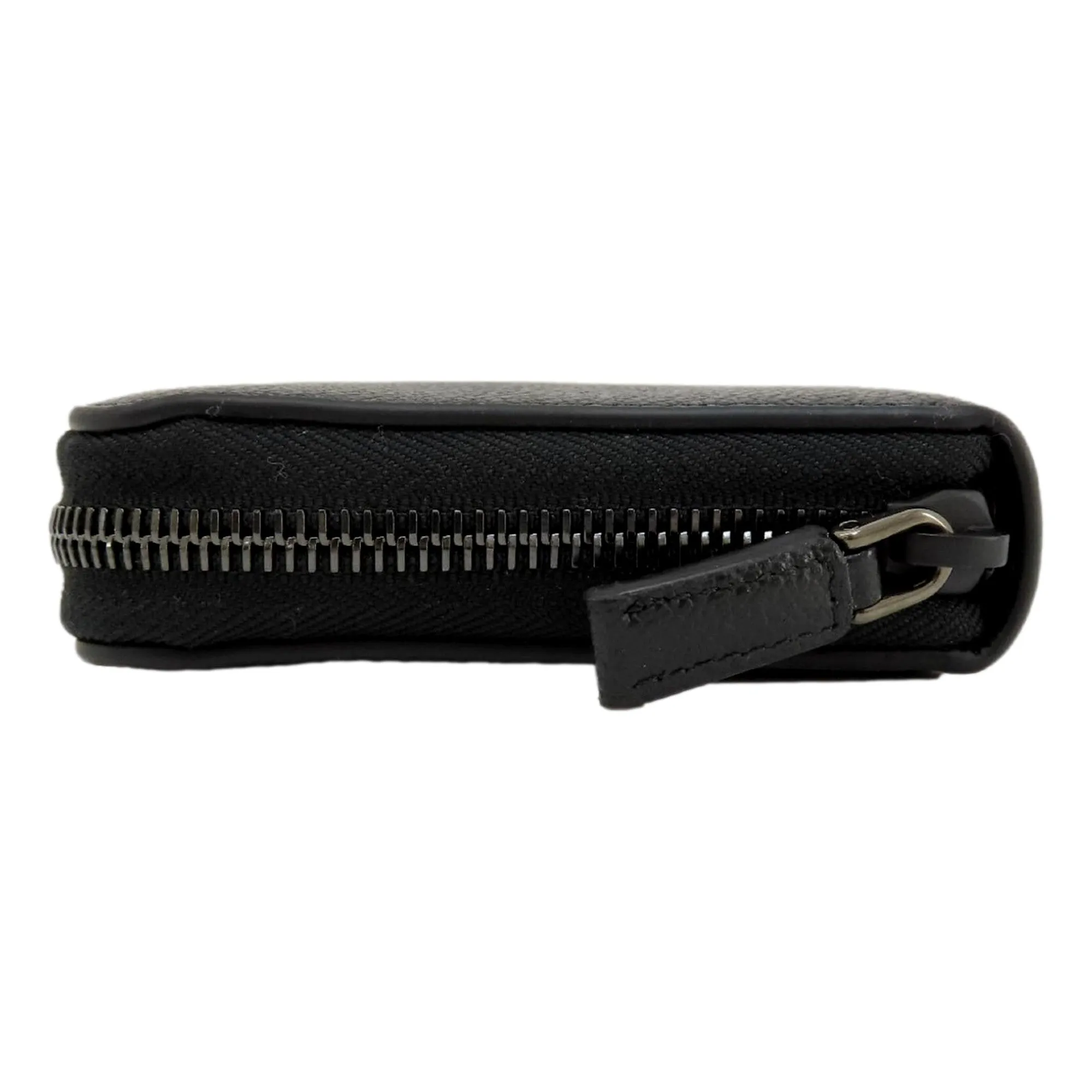 Prada Vitello Grain Long Black and Grey Zip Around Continental Wallet