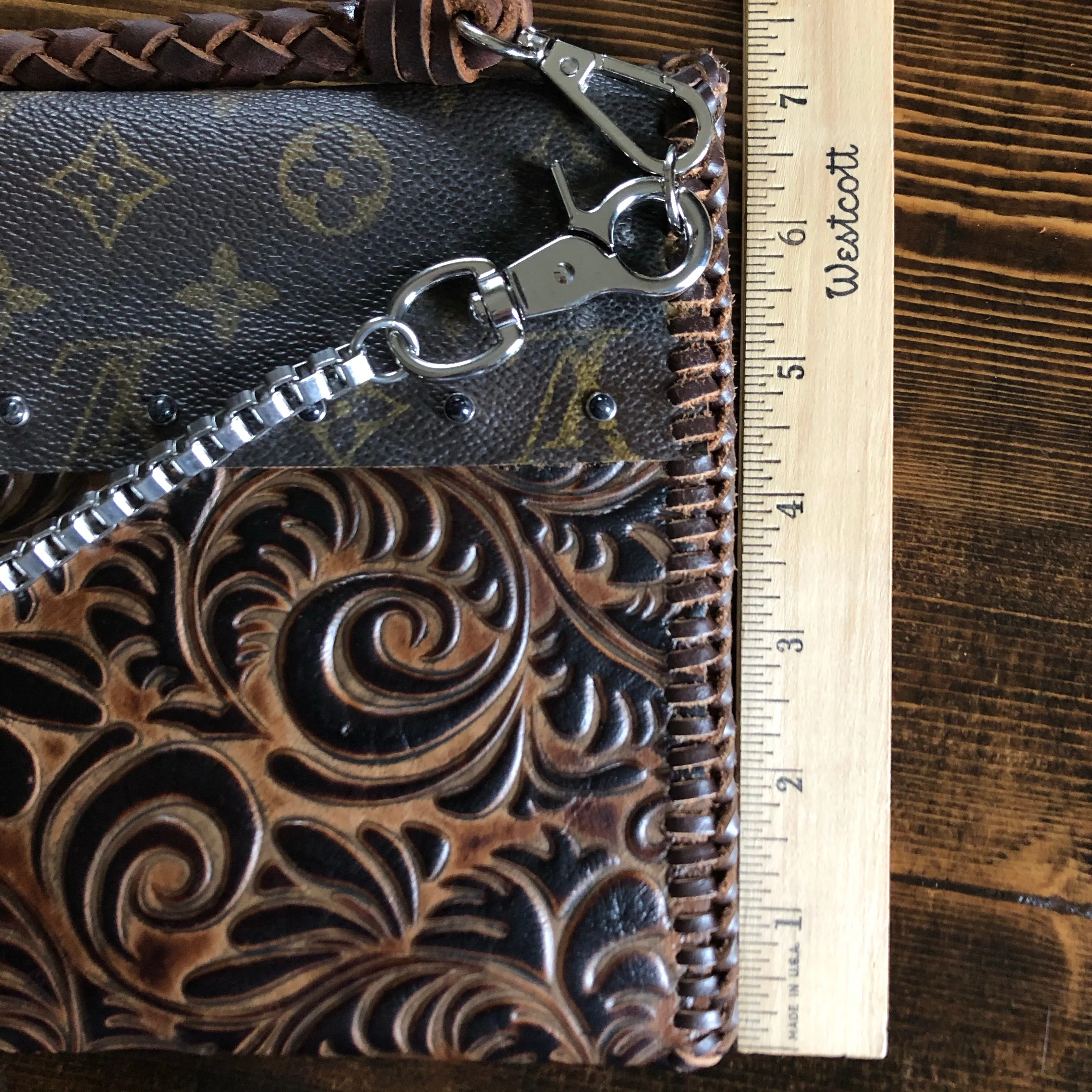 The Eagle - Monogram with Brown/Black Swirl Vintage Crossbody/Clutch Bag