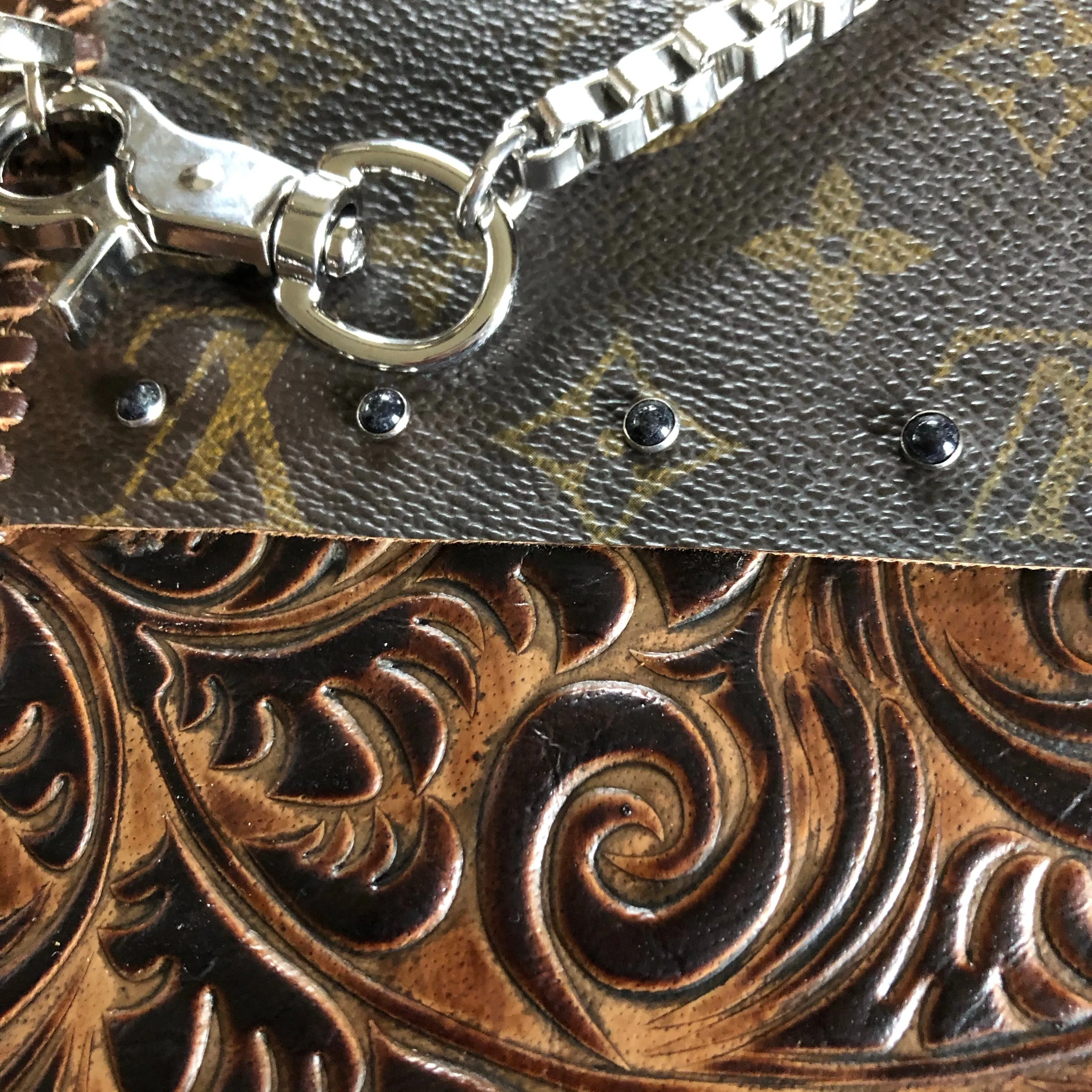 The Eagle - Monogram with Brown/Black Swirl Vintage Crossbody/Clutch Bag