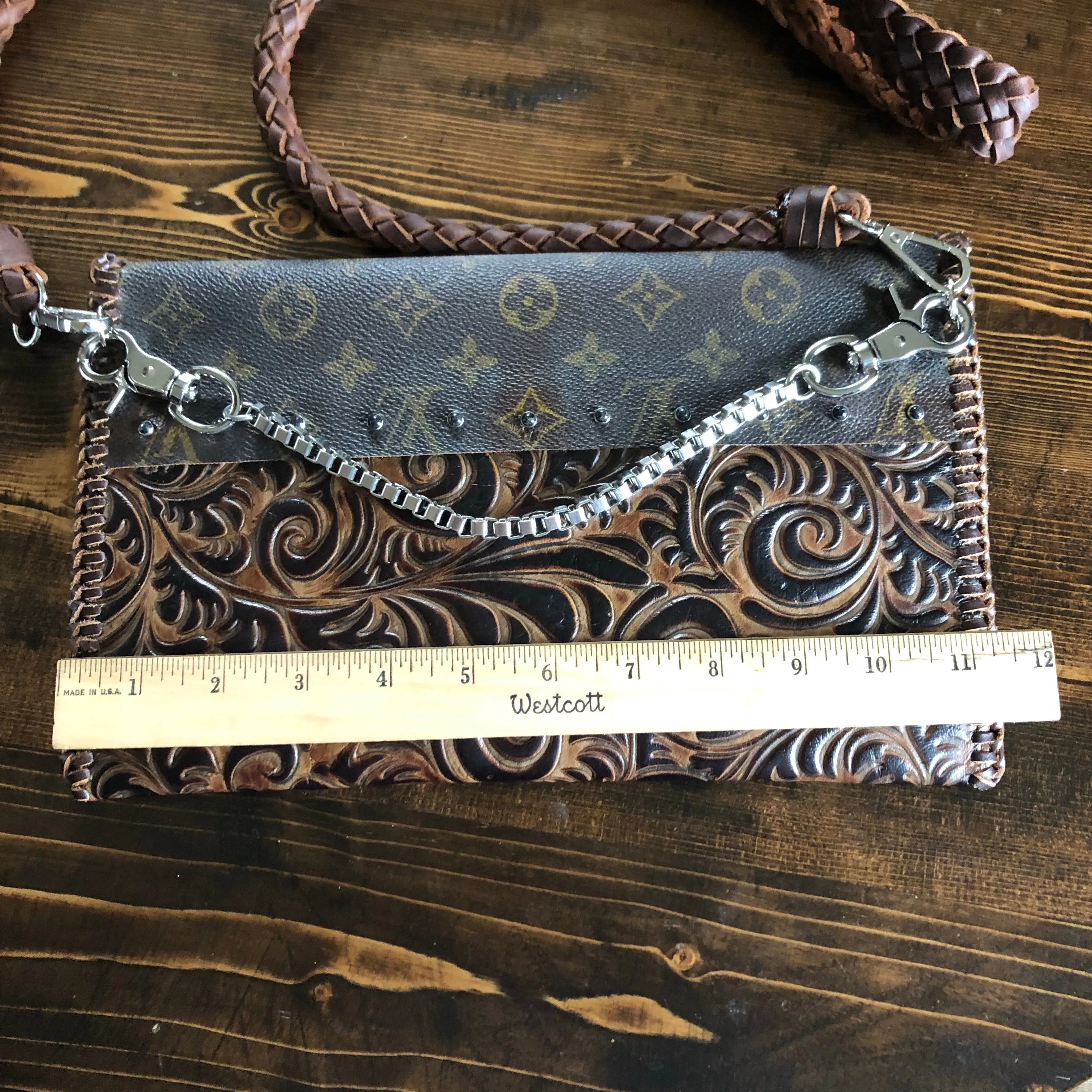 The Eagle - Monogram with Brown/Black Swirl Vintage Crossbody/Clutch Bag