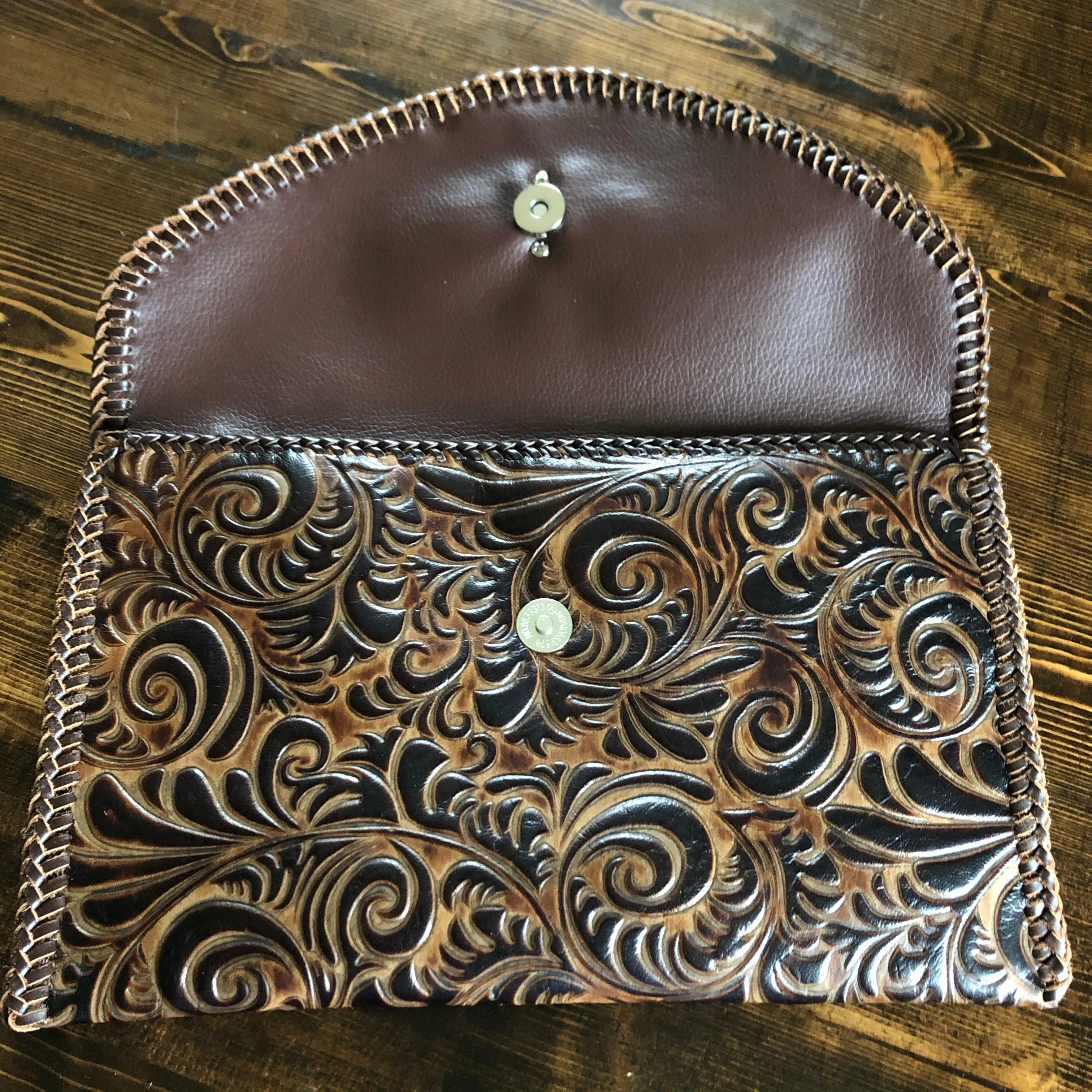 The Eagle - Monogram with Brown/Black Swirl Vintage Crossbody/Clutch Bag