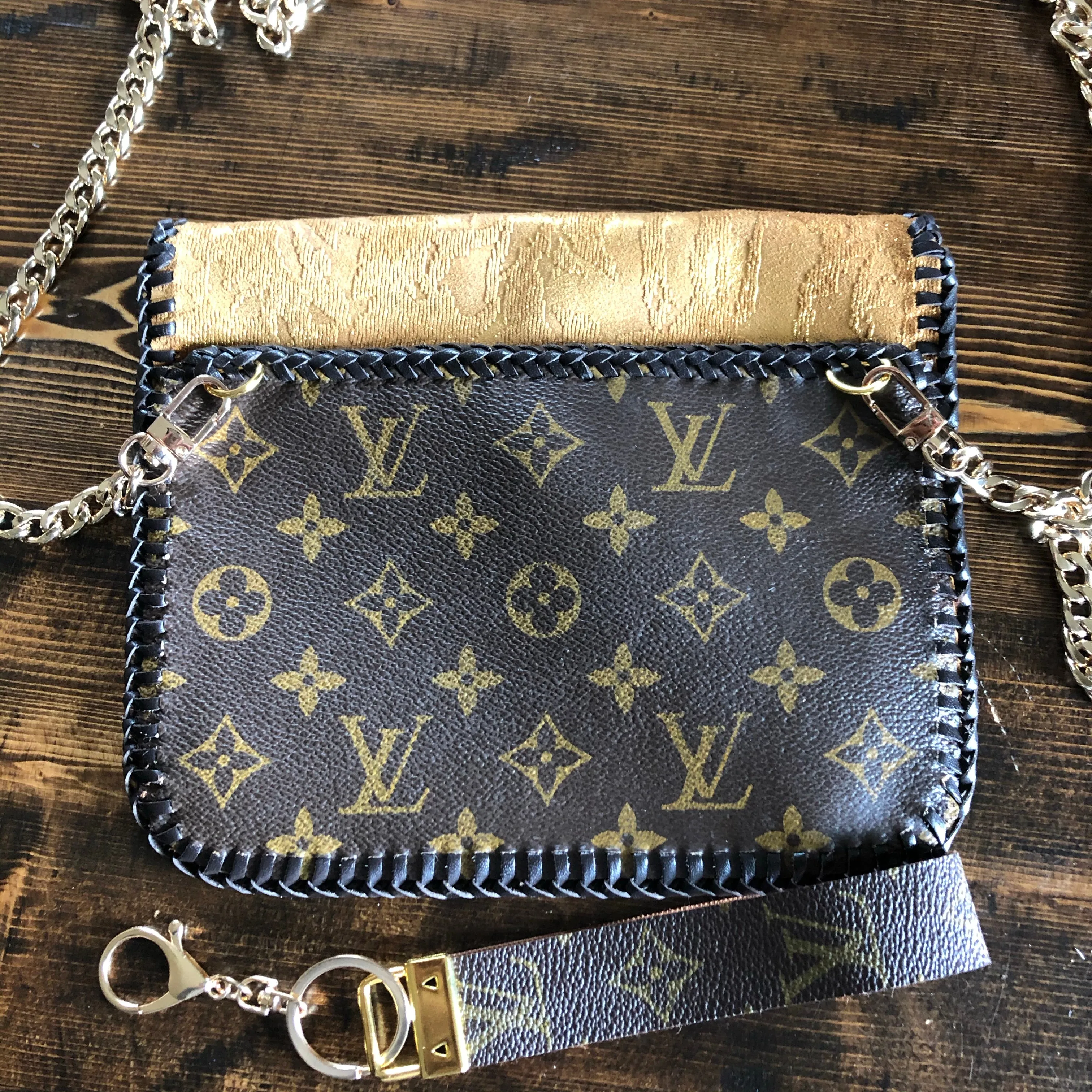 The Falcon with Back Pocket - Golden Vintage Wristlet/Crossbody/Clutch
