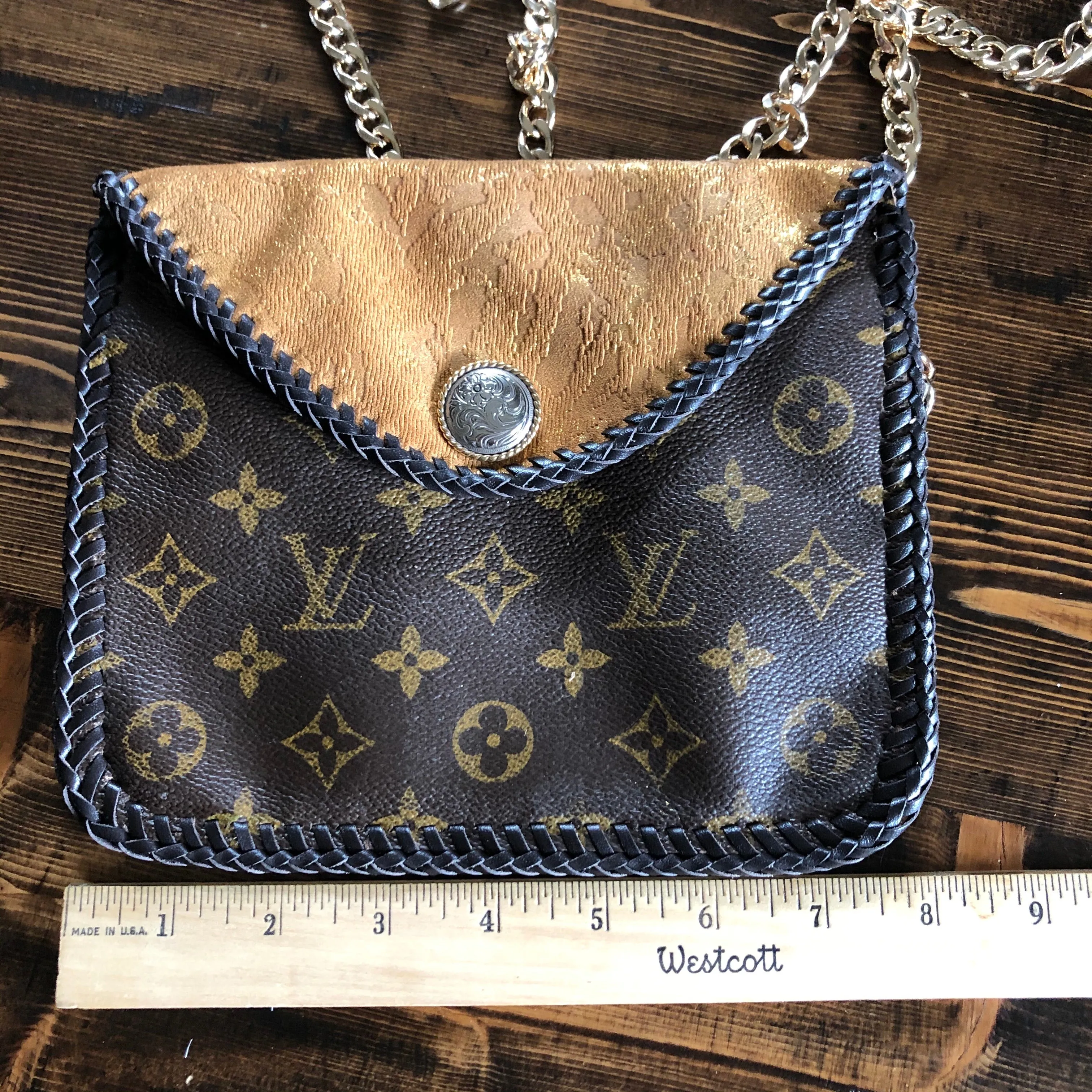 The Falcon with Back Pocket - Golden Vintage Wristlet/Crossbody/Clutch