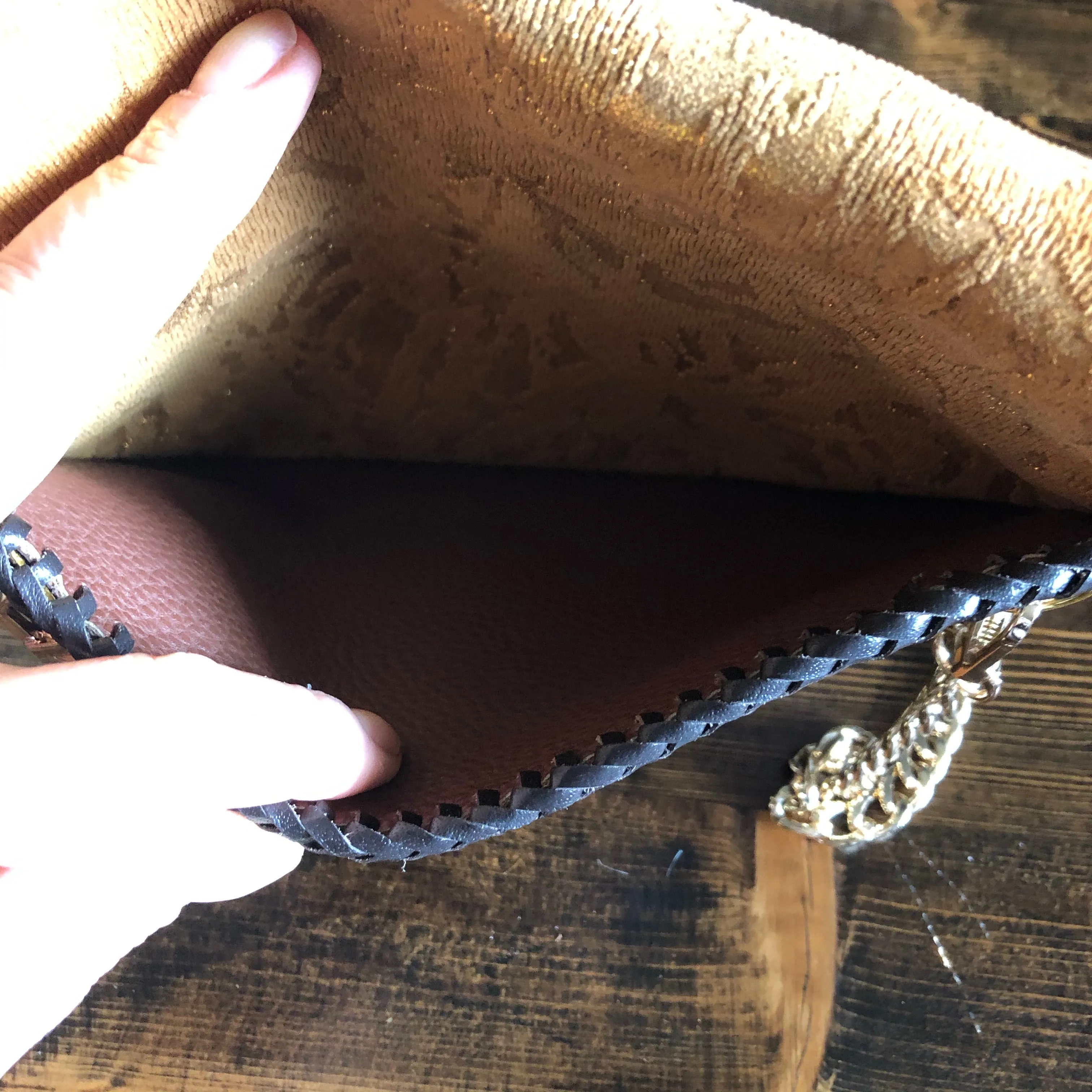 The Falcon with Back Pocket - Golden Vintage Wristlet/Crossbody/Clutch