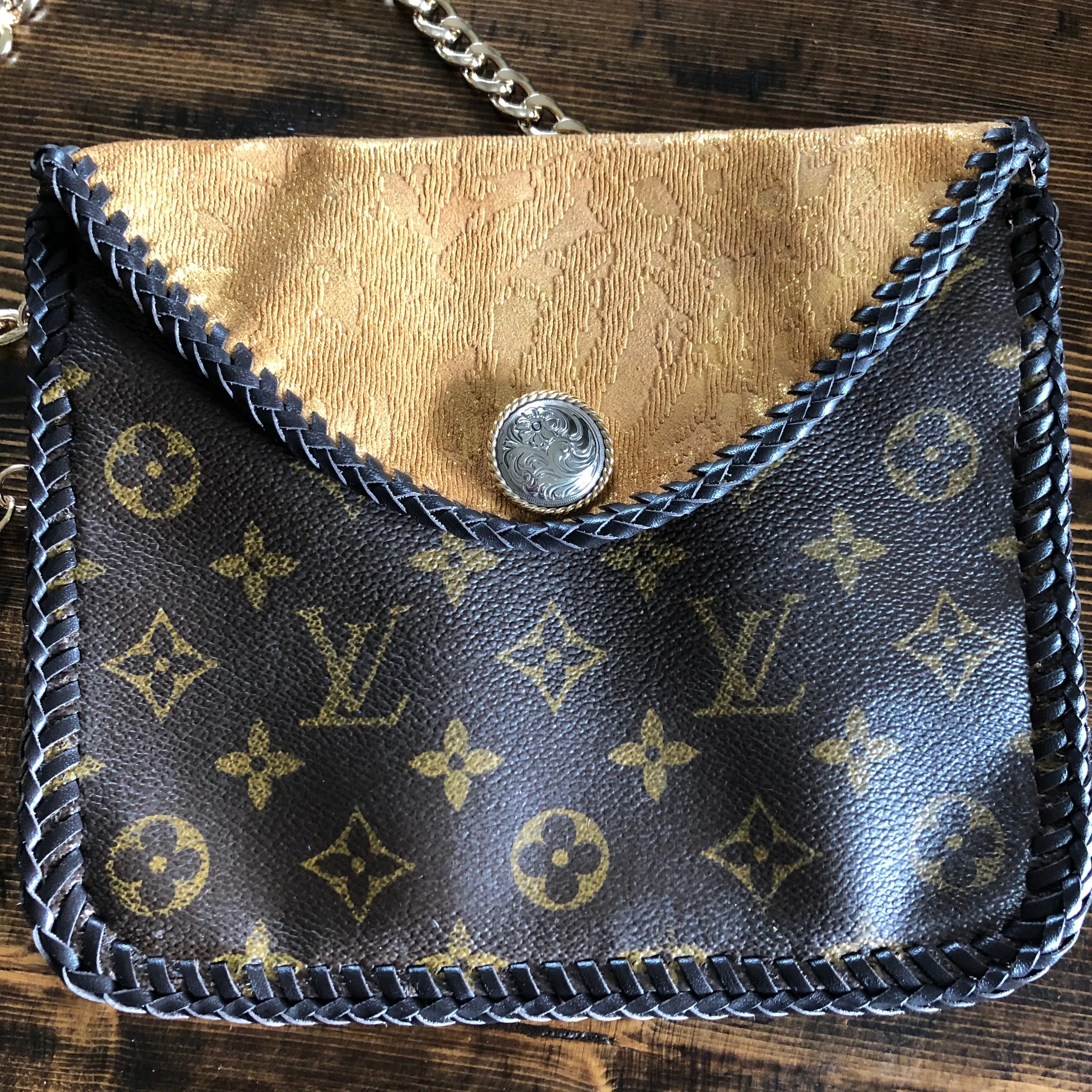 The Falcon with Back Pocket - Golden Vintage Wristlet/Crossbody/Clutch