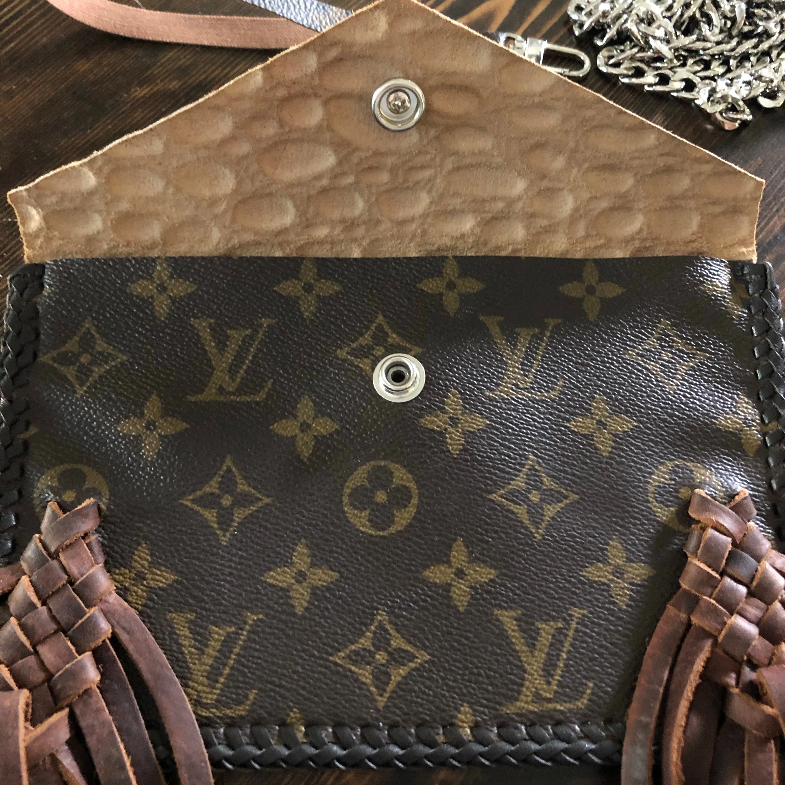 The Fringed Wren - Cognac Vintage Wristlet/Crossbody/Clutch Bag