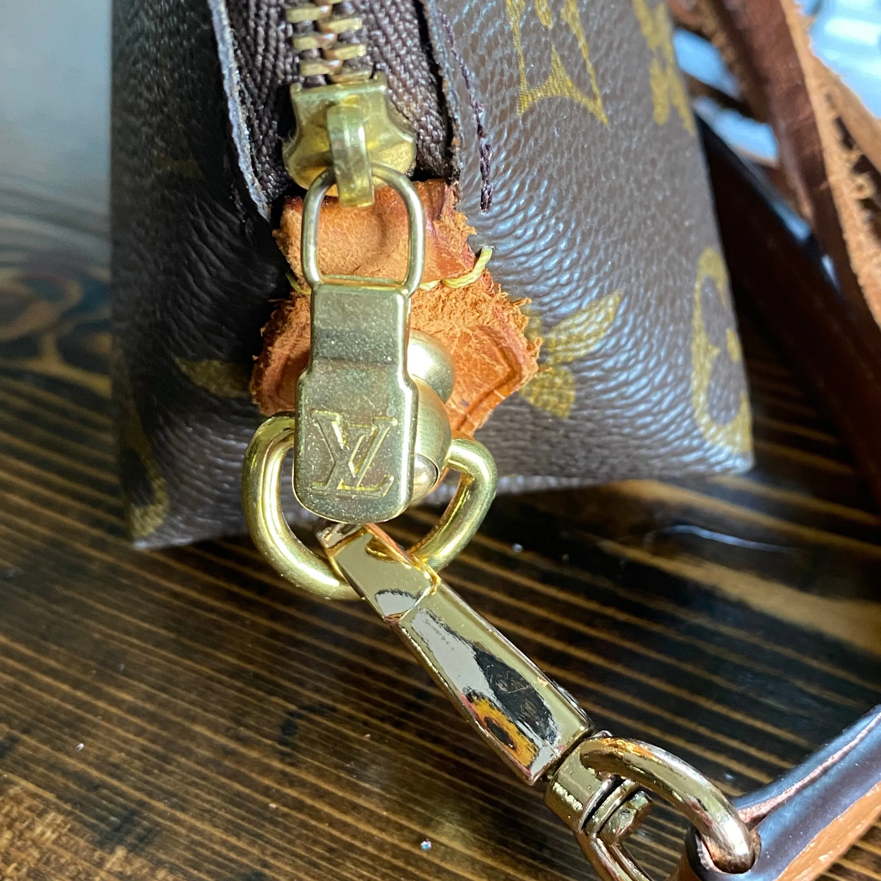 The Junco - Vintage Monogram in Brown Crossbody Bag