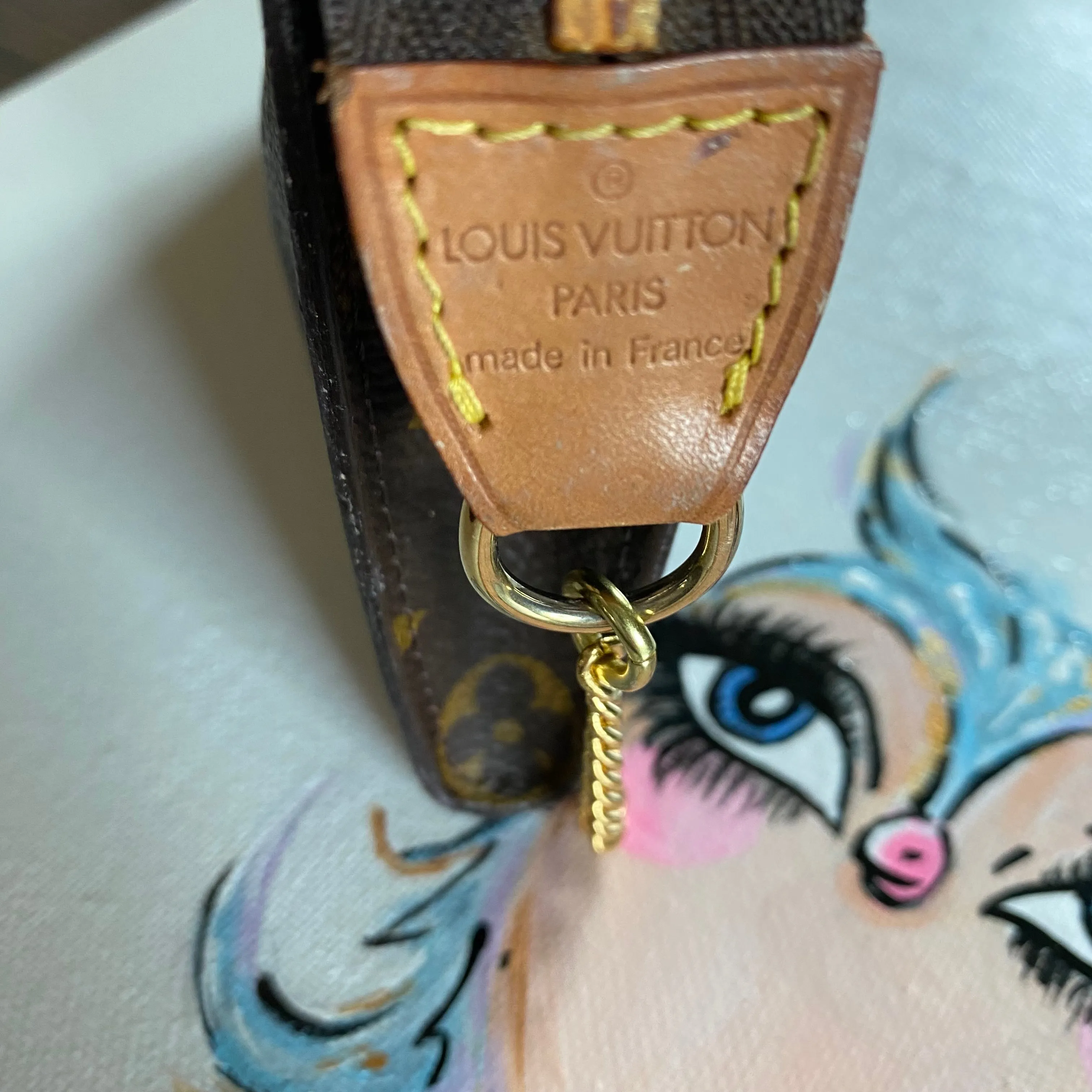The Junco - Vintage Monogram in Gold Wristlet