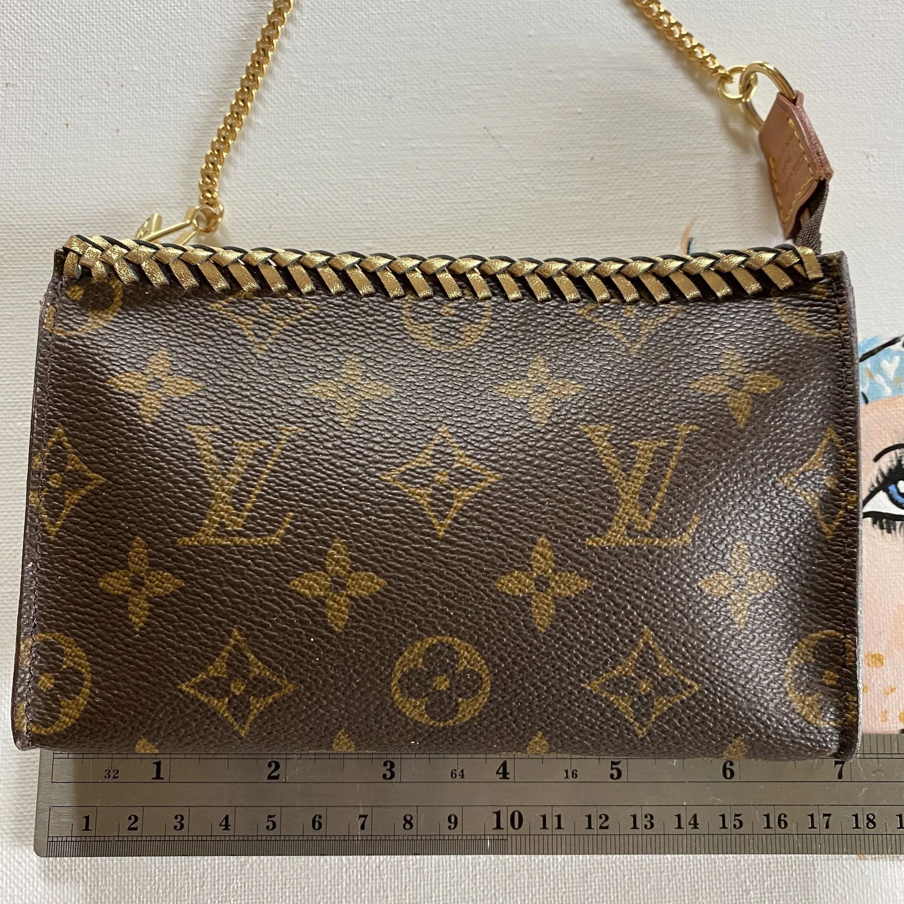 The Junco - Vintage Monogram in Gold Wristlet