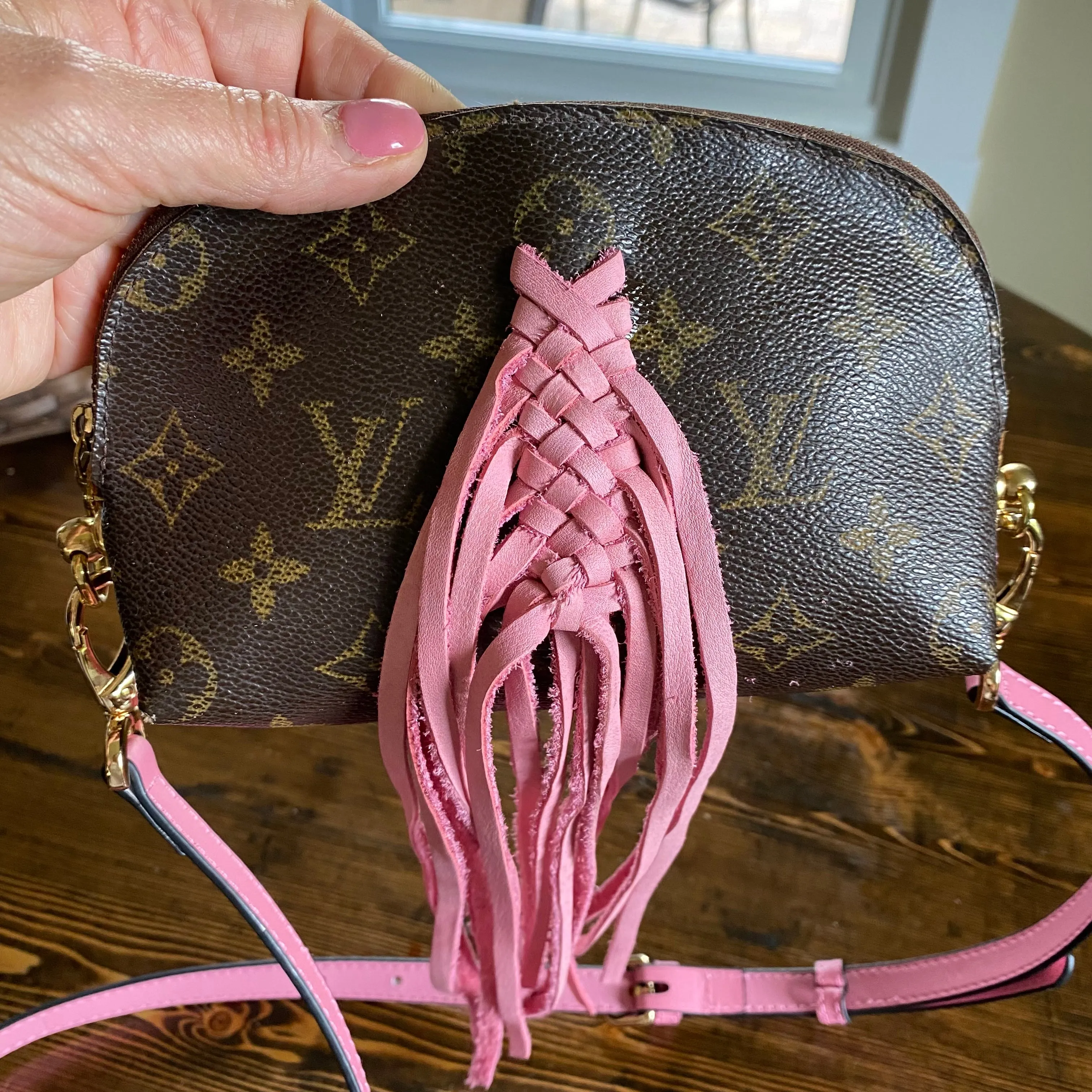 The Junco - Vintage Monogram in Pink Crossbody Bag