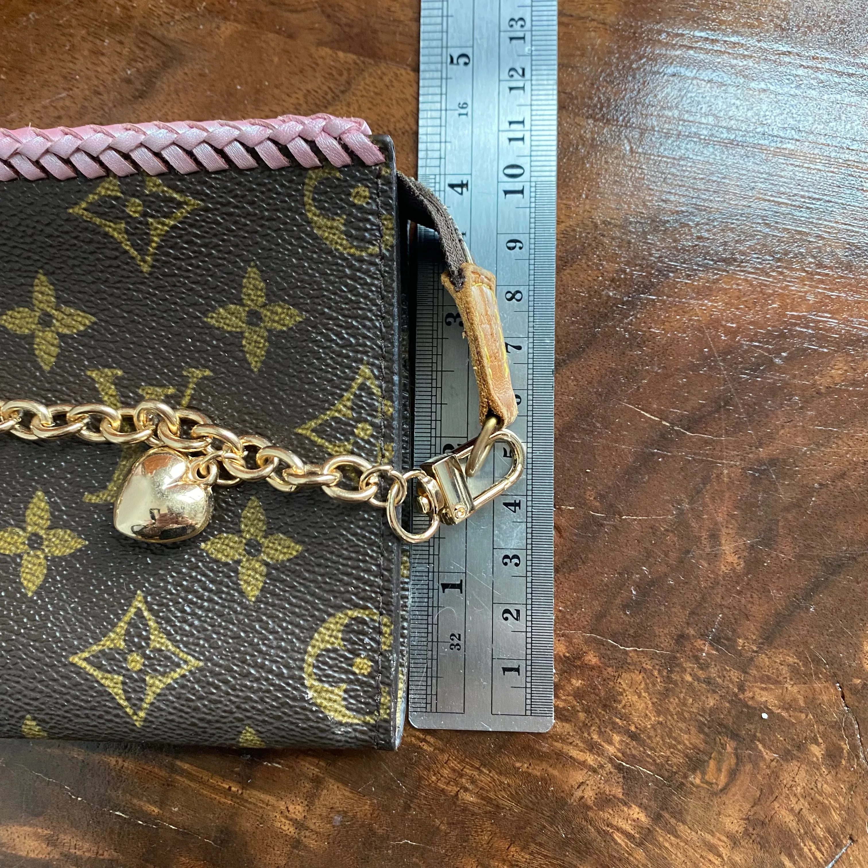 The Junco - Vintage Monogram Wristlet in Light Pink