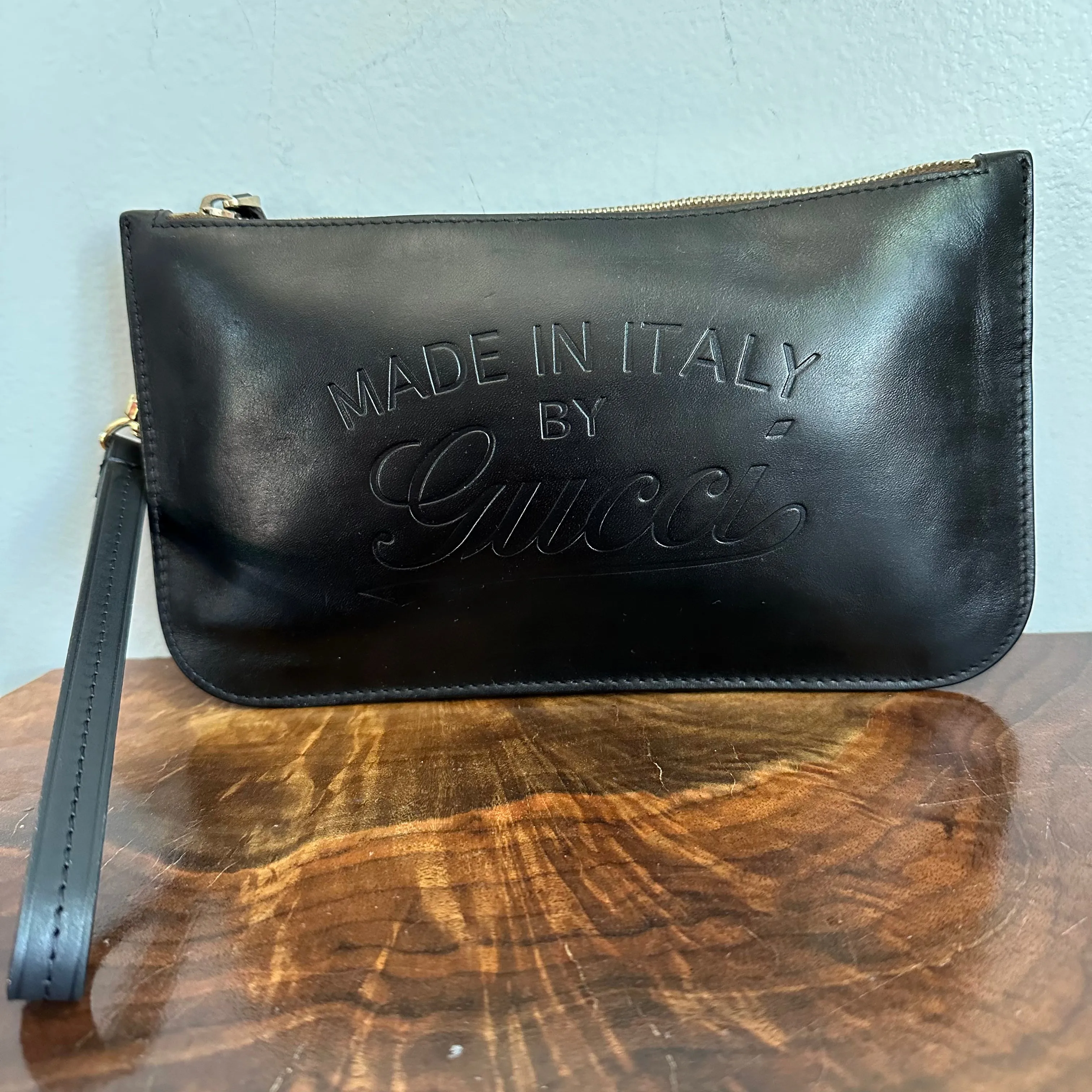 The Junco Wristlet - Vintage Leather Gucci in Black