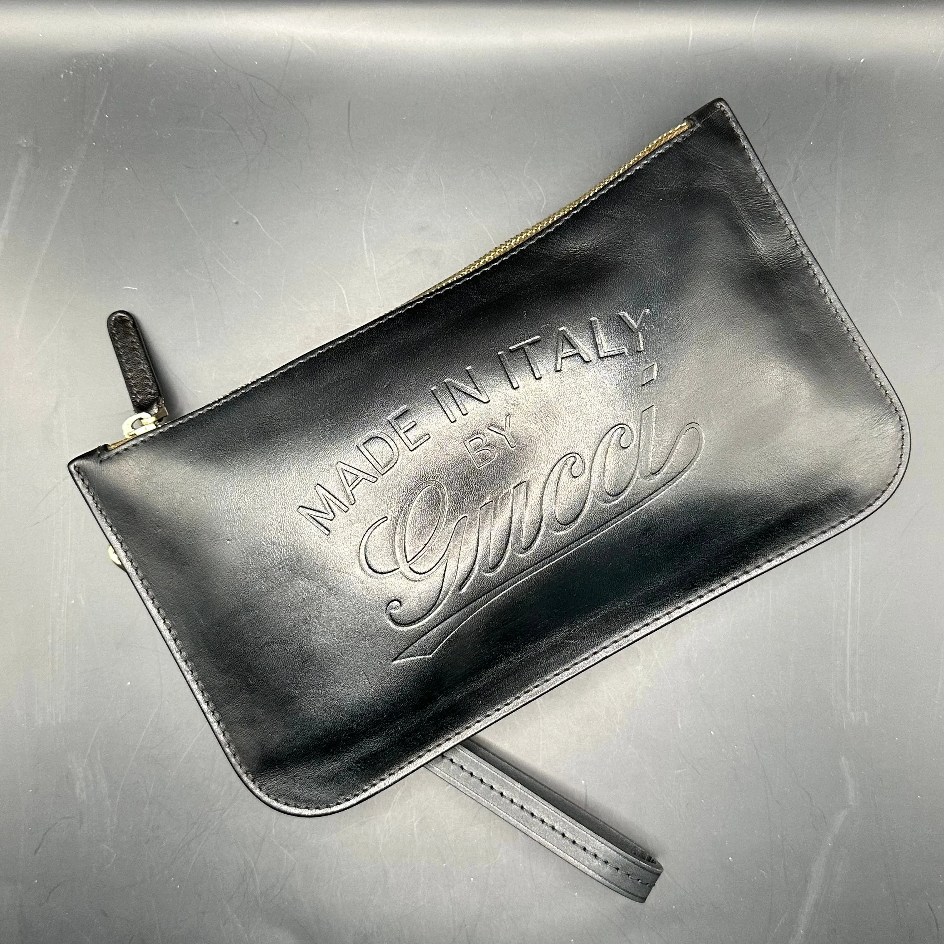 The Junco Wristlet - Vintage Leather Gucci in Black