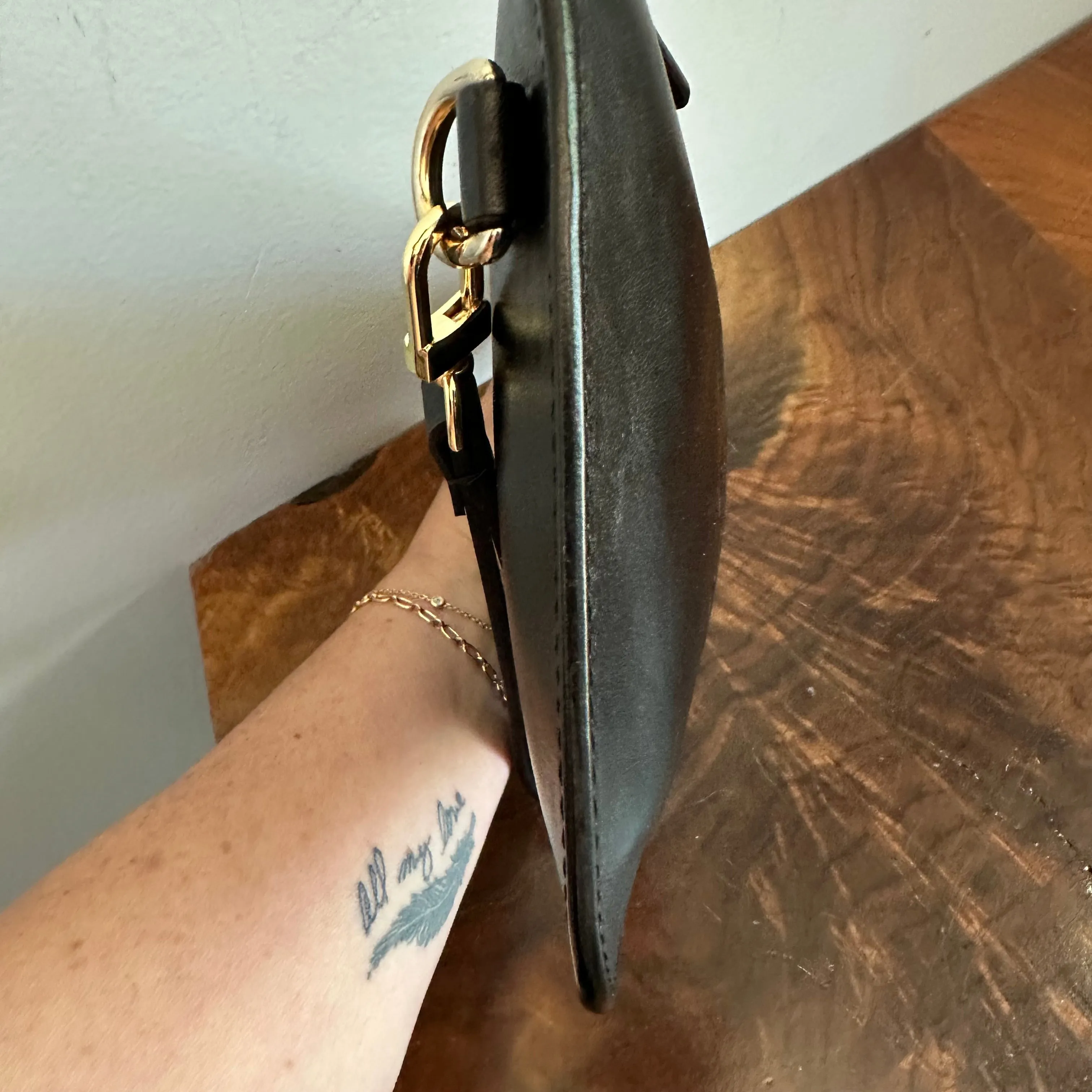 The Junco Wristlet - Vintage Leather Gucci in Black