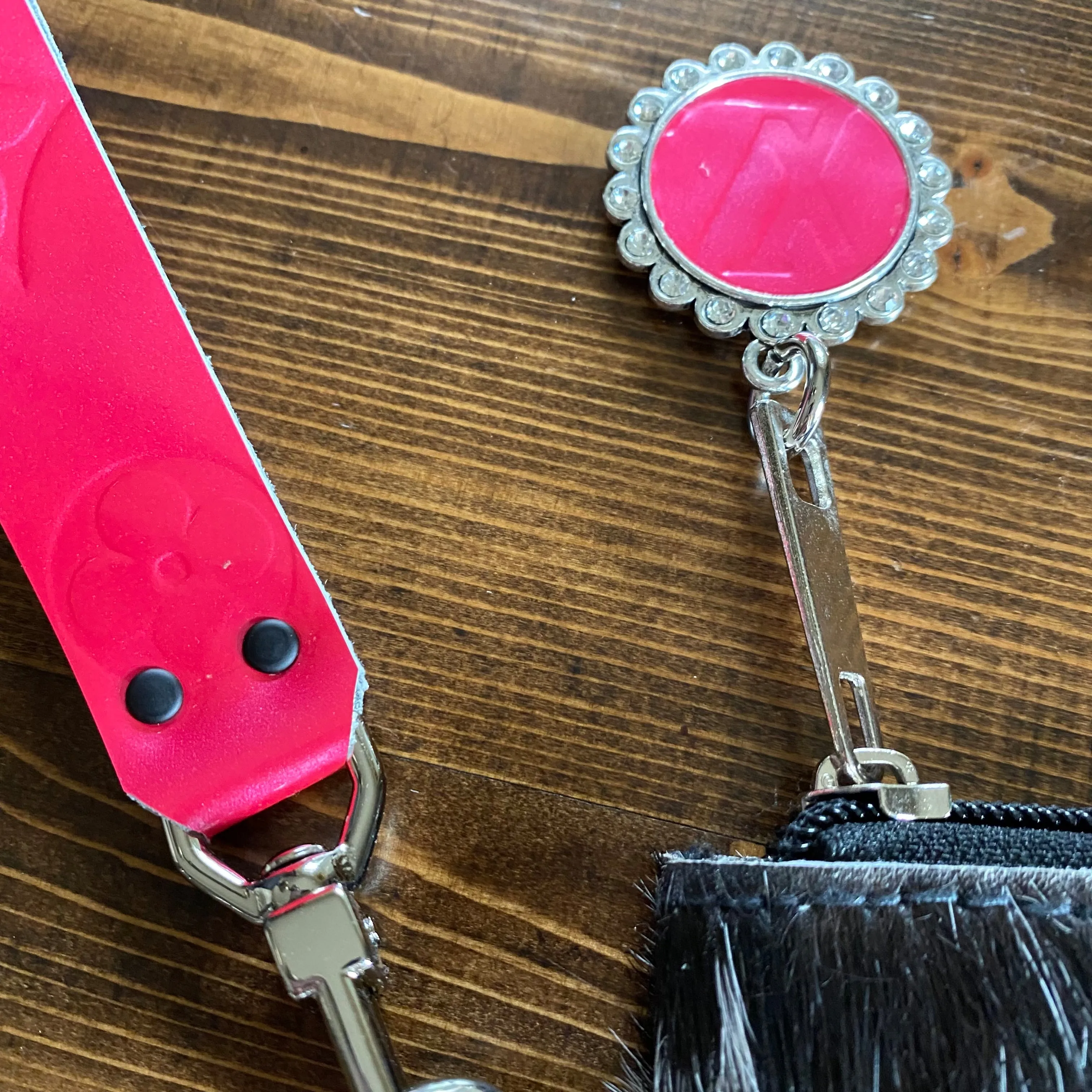 The Mockingbird - Black/White/Pink Hair on Hide Wristlet Bag